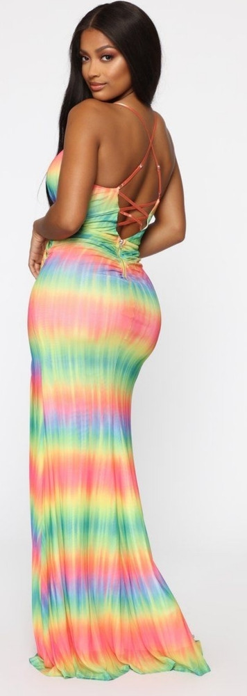 2 New Sexy tie dye Rainbow maxi dresses